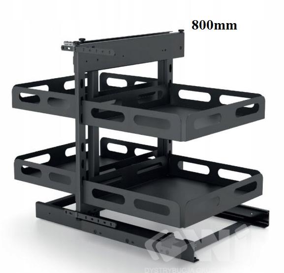 NOMET kosz narożny Magic komfort BOX P/L Corner W-6000B-800 P68 antracyt,  metalowe półki - WIP Rumia