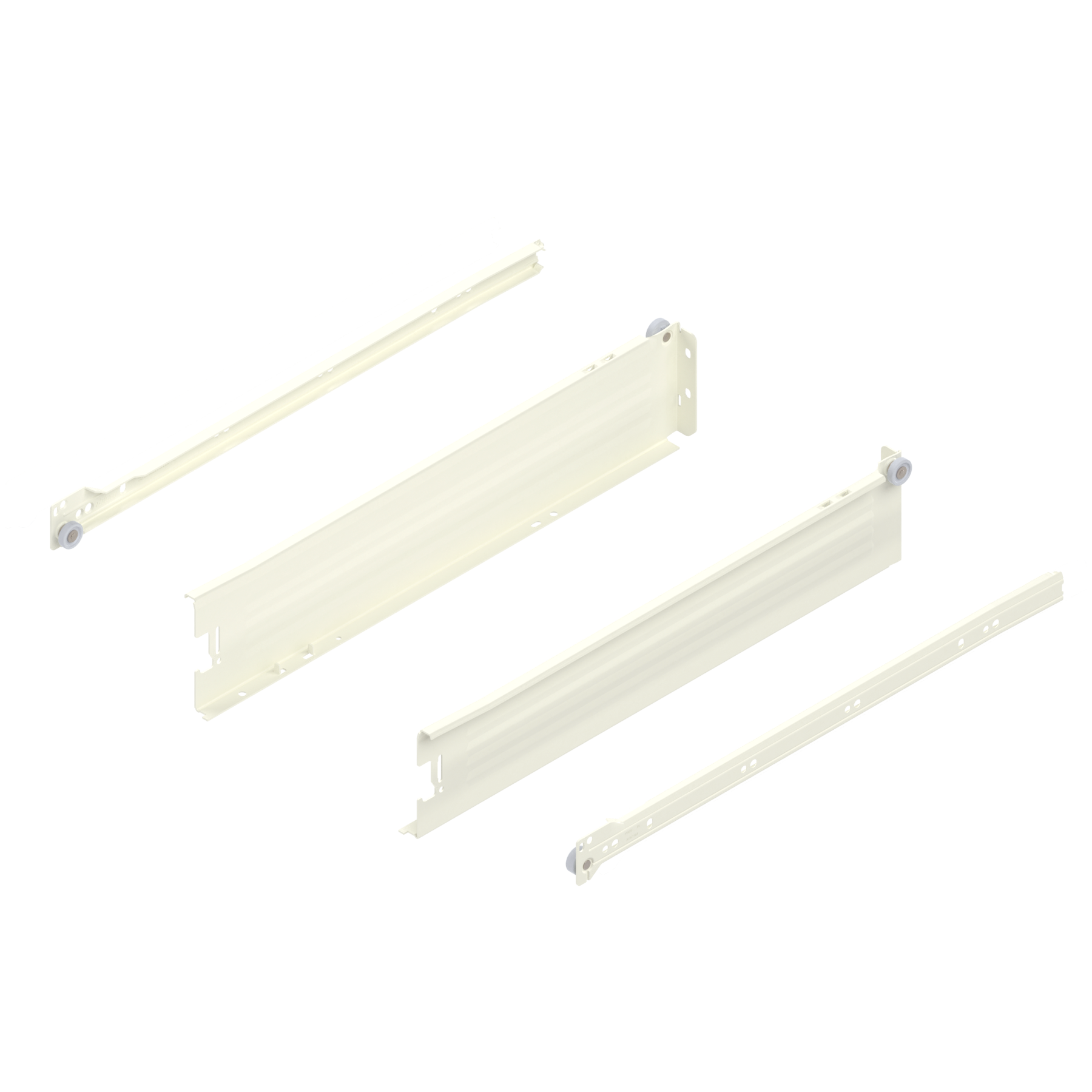 Zestaw szuflady BLUM METABOX w kolorze kremowym o długości 450mm.