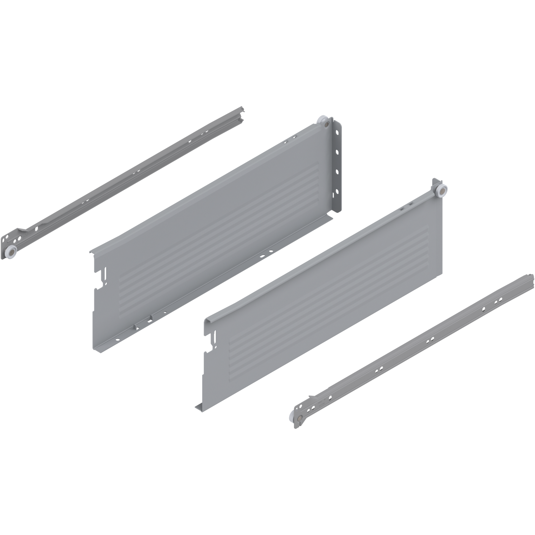 Zestaw szuflady BLUM METABOX w kolorze szarym o długości 450mm i wysokości H 150mm..